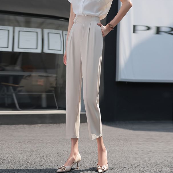 Women's Clothing Women's Loose Straight High Waist Niche High End Point Pants Slim Casual Carrot Suit Pants_ecoleips.com