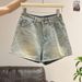 Women's Vintage A-Line Denim Shorts - Retro Light Blue High Waisted Summer Shorts For Casual Street Style_ecoleips.com