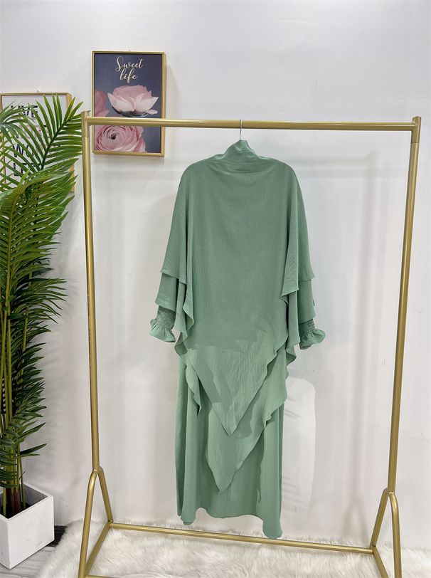 Modest Abaya Dress Turkish Dress For Women Solid Color With Headscarf Plus Size Fashionable England Style Regular Thickness Spring/Autumn Summer_ecoleips.com