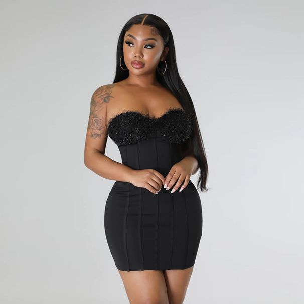 Women's Clothing sexy tube top waist bag hip small waistcoat coat two-piece suit dress _ecoleips.com