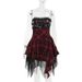 Women's Elegant Sexy Red Plaid Strapless Bodycon Skirt Dress Summer 2024 New Fashion Casual Midi Skirt_ecoleips.com