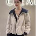 girl High-End European College Style Hooded Color-Block Jacket Autumn Winter Petite Loose Warm Coat Yellow Thickened Cotton_ecoleips.com