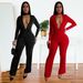 Women’s Clothing Fashion Sexy V Neck Long Sleeved Hot Diamond Arm Jumpsuit New_ecoleips.com