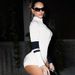 Sexy Rib-Knit Zip-Up Bodysuit With Contrast Trim - High Neck Motorcycle Style For Women High Neck & Full Zip_ecoleips.com