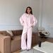 Women's Cotton Two Piece Set Zipper Lapel Pullover Sweatshirt Lace Up Straight Leg Wide Leg Pants Casual European American Style_ecoleips.com