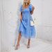 cross-border Summer Long Puff Short Sleeves, Flowy Layered Beach A-line Dress With Lining For Women_ecoleips.com
