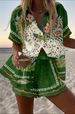 Cross-Border European And American Style Unique Digital Print New Casual Summer Top Women's Two-Piece Set POD_ecoleips.com