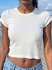 , , Cross-border European And American Women's Clothing 2025 Summer Slim-fit Tops Solid Color Short_ecoleips.com