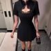 TARUXY Sexy Lace Spliced Stand Collar Dress Women Summer Solid Slim High Waist Short Sleeves Leisure Dress Female Party Dress_ecoleips.com