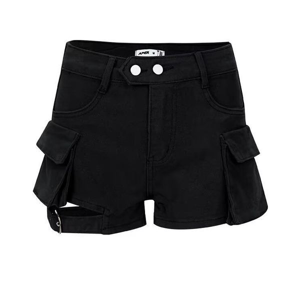 Summer New American Fashion Hot Girl High Waist With Design Sense, Large Pockets, Versatile Cargo Denim Shorts_ecoleips.com