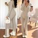 Women's Slim-Fit Zip-Up Tracksuit Set - Stretchy Lounge Pants & Long Sleeve Top - Elegant Casual Outfit (S-Xl) - Soft Brushed Polyester_ecoleips.com
