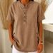 Women's Lapel Button Down Short Sleeve Dress Style Casual Fashionable Spring Summer Daily Commuting_ecoleips.com