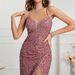Women's Clothing Evening Dress Banquet Temperament Slim Daily V Neck Sequin Dress_ecoleips.com