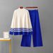 Women's Autumn Winter Knitted Sweater And Wide Leg Pants Set Color Block Stretchy Casual Loose Two-Piece Outfit_ecoleips.com