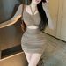 Pure Desire For Design Sense, Hollow Out Pleated Drawstring Hanging Neck Dress, Female Sexy Temperament, Slim Fit Waist Bag, Hip Short Skirt_ecoleips.com