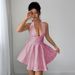 Elegant Halter Neck Mini Dress For Women Stylish Skirt Autumn Winter_ecoleips.com