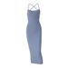 European And American Style Foreign Trade Women's Clothing 2025 Summer New Fashion Sexy Backless Strap Slim-fit Solid_ecoleips.com