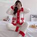 Coral Fleece Large Size Pajamas Women's Winter Loose Thickened Fleece Flannel Loungewear_ecoleips.com