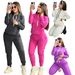 Women's Autumn Winter Casual Sports Suit Embroidered Letter Zipper Sweatshirt Multi Pocket Jogger Pants Trendy Q6293_ecoleips.com