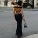 European American Women's Clothing 2025 Autumn And Winter New Fashion Sexy Backless Hollow-out Solid Color Slim-fit_ecoleips.com
