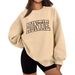 Women's Clothing Large Size Sweatshirt Round Neck Letter Loose Top Female Color Pattern_ecoleips.com