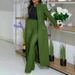 Women's European American Solid Color Lapel Long Suit Two Piece Set Regular Thickness Summer Season_ecoleips.com