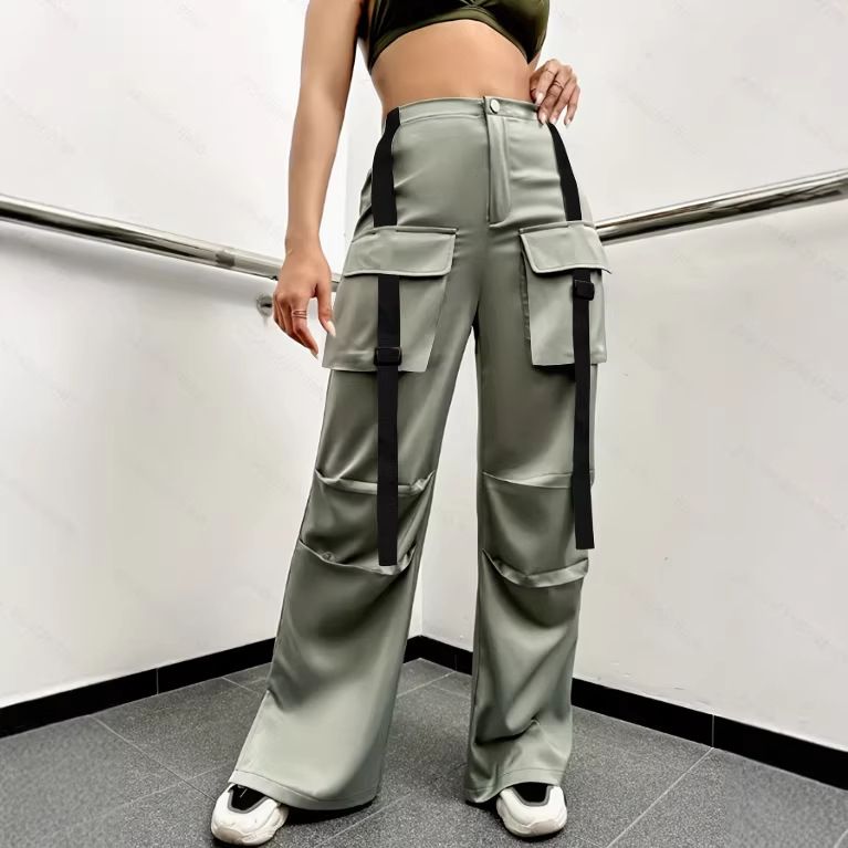 Women's Loose Straight Leg Cargo Pants Casual Wide Leg Trousers Autumn Summer Fashion American Style_ecoleips.com