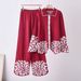 Floral Jacquard Knit Two Piece Set plus Size Loose Fitting Lapel Long Sleeved Top And Wide Leg Pants for Women_ecoleips.com