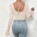 Voya Women's 2026 Spring/summer Sexy Slim Fit Square Neck Flared Sleeves With Exposed Back And Bottom Layer T-shirt Jumpsuit_ecoleips.com