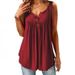 Women's Casual Ruffled Sleeveless T-Shirt Solid Color Mid-Length Button Vest Summer New Bestseller_ecoleips.com