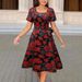 2025 New Foreig Trade Model Europea Ad America Cross-Border Amazo Fashioable Commutig Floral Prit Dress For_ecoleips.com
