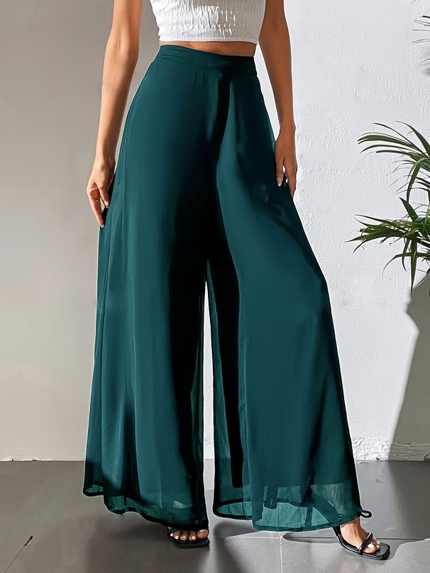 Women's Clothing Casual Chiffon Wide Leg Pants Loose Long Trousers For Women_ecoleips.com