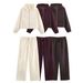 Women's Hooded Sweatshirt & Elastic Waist Wide-Leg Pants Set - Casual Lounge-To-Street Coordinated Outfit (Xs-L, Beige/Burgundy/Brown)_ecoleips.com