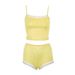 AD215 Pure Desire Fashion Lace Sexy Jacquard Patchwork Home Casual Bowknot Suspender Shorts Set_ecoleips.com