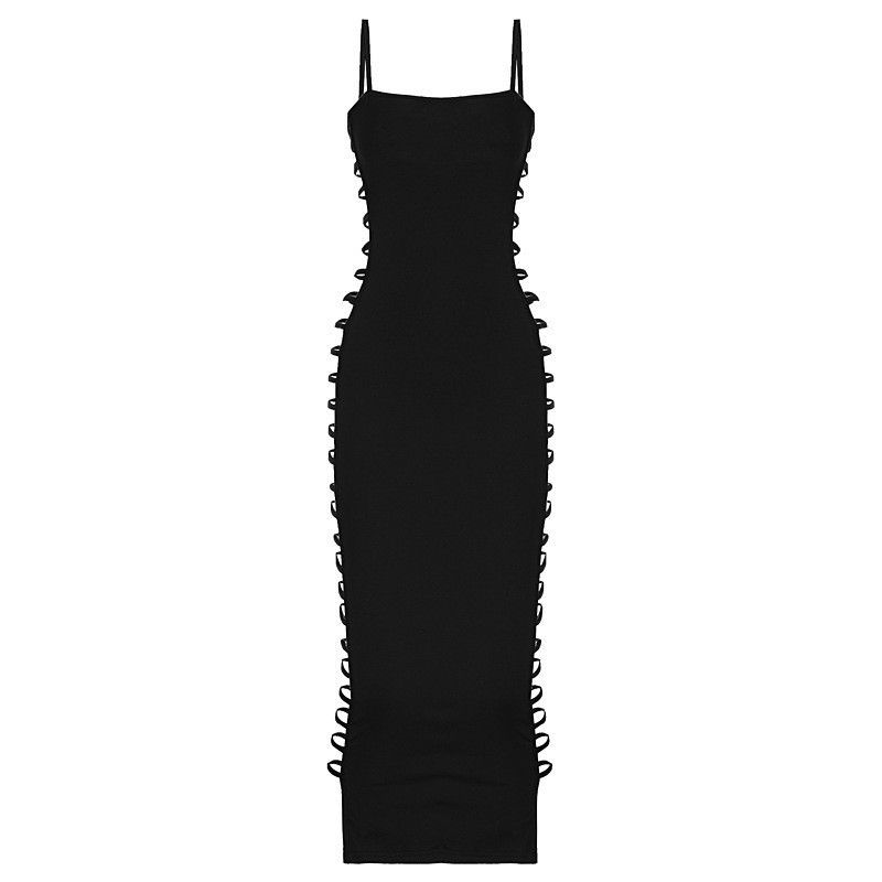 Slim Fit Side Cutout Bodycon Dress For Women, Sleeveless Spaghetti Strap A-Line Mini Dress, Clubwear Night Out Cocktail Party Dress_ecoleips.com