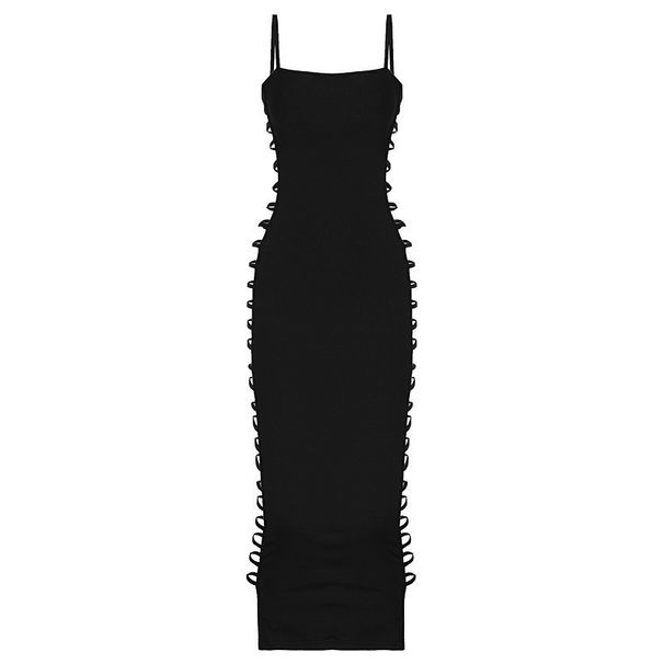 Slim Fit Side Cutout Bodycon Dress For Women, Sleeveless Spaghetti Strap A-Line Mini Dress, Clubwear Night Out Cocktail Party Dress_ecoleips.com
