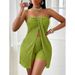 Women's Clothing Strapless Top And Shorts Set Solid Color Spring/Summer Regular Size_ecoleips.com