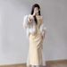 Thickeed Chiese Style Qipao 2025 New Elegat High-Ed Autum Witer Fleece-Lied Yellow Girl's Improved Dress For_ecoleips.com