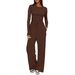 Aria Basics Aria Basics 2024 Cross-Border European And American New Solid Color Casual Long Sleeve Set Top High Waist Wide Leg Pants_ecoleips.com