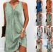 Women's Clothing Summer Flower Casual Style A Line Skirt Sleeveless Vest V Neck Dress Women_ecoleips.com