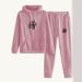 Women's Camellia Pattern Long Sleeve Hooded Sweatshirt And Slim Fit Sports Pants Set Simple Print Fashionable Casual Outfit_ecoleips.com