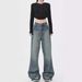 KEN STUDIO Autumn/Winter New Gradient Slightly Spicy Jeans American Retro Design Wide-Leg Flared Pants_ecoleips.com