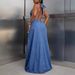 46-65698#European And American Cross-border Foreign Trade Casual Halter Neck Women's Denim Dress_ecoleips.com