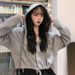 hooded Cotton Jacket Autumn, Plus-size European And American Women's Clothing, Loose-fitting, Drawstring,_ecoleips.com