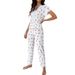 Beautiful Women Plus Size Pajamas Autumn And Winter Sexy V Lace Cherry Print T Slim Fit_ecoleips.com