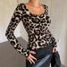 European And American Cross-border 2026 Autumn New Leopard Print Large Round Neck Slim-fit Long-sleeve T-shirt_ecoleips.com