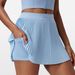 New Pleated Tennis Skirt Women's Fake Two Anti-light Fitness Short Skirt Ball Pocket Golf Culottes_ecoleips.com