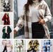 Women's Clothing Oversized Plaid Color-Block Knit Cardigan - Cozy Long Sleeve Hooded Sweater For Casual Streetwear_ecoleips.com