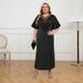Women's Clothing Plus Size Women's 3D Decorative Tassel Slit Dress Five Sleeve Fashion For Formal & Casual For Women_ecoleips.com