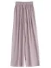 CHIC VEN Korean Women Pants High Waisted Loose Solid Textured Elastic Waist Wide Leg Casual Trousers For Woman Sport Summer 2026_ecoleips.com